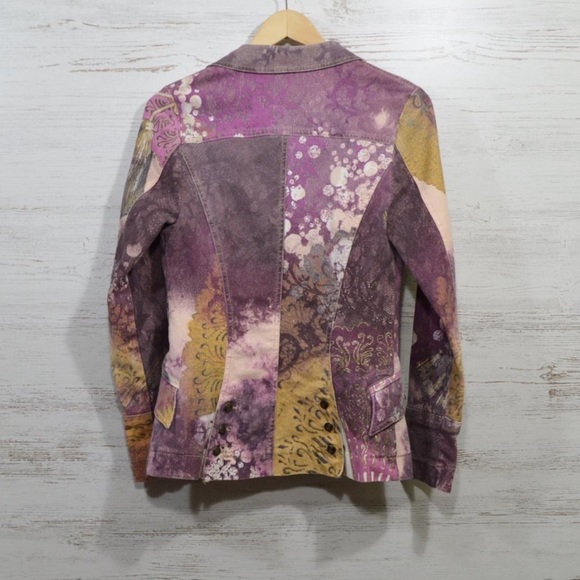 Just Cavalli patchwork abstract purple golden glittery floral blazer jacket - Picture 2 of 5